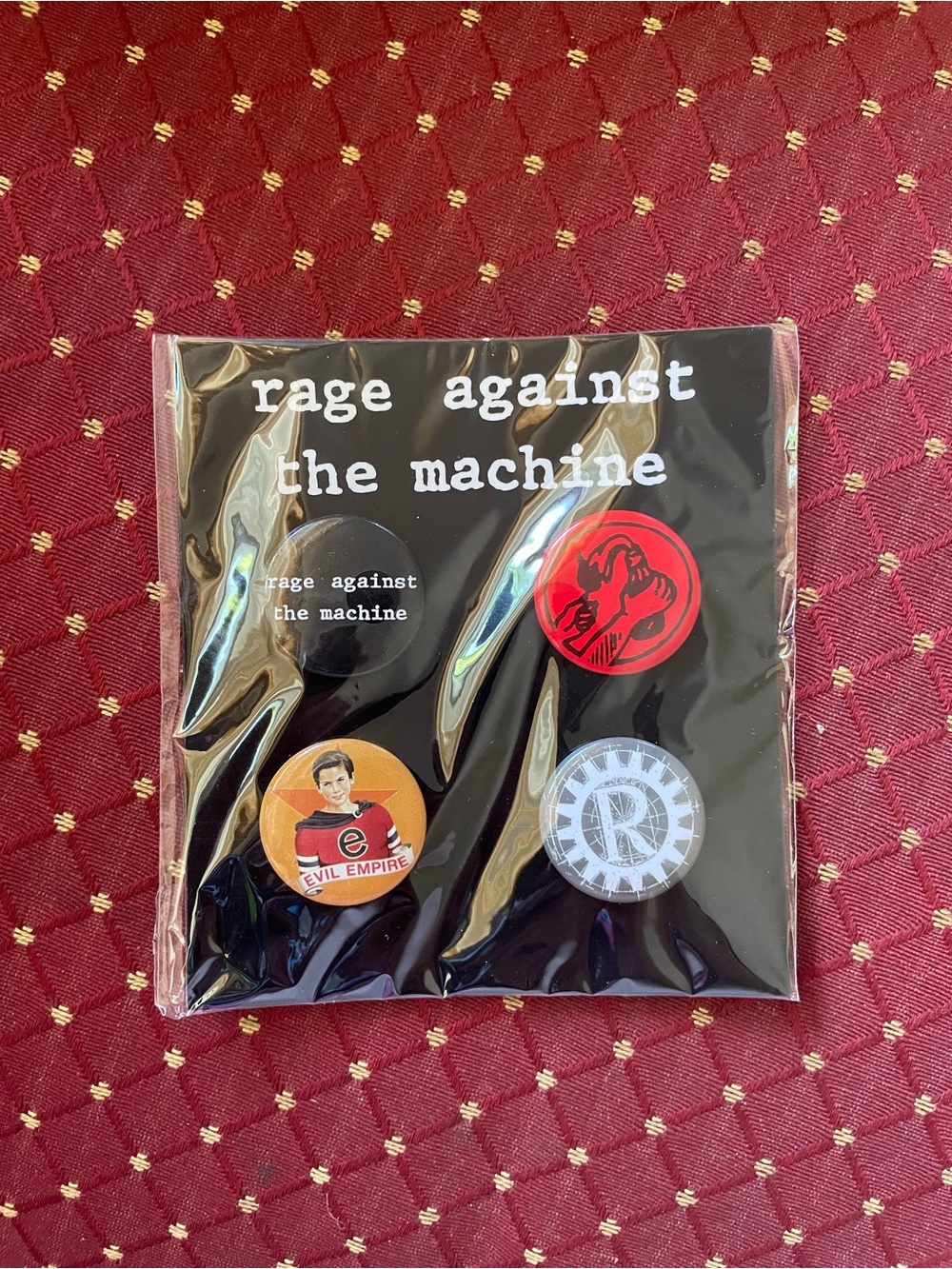 Rage Against The Machine Button Pin Set - Black & Red
